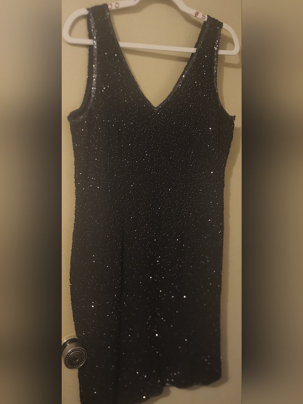 Black Sequin V-Neck Dress